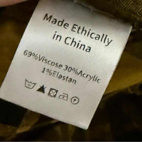 NWT WRAY Salma Top Gold Yellow Plaid Plad Size XXS Peplum Blouse Long Sleeve - Picture 9 of 9